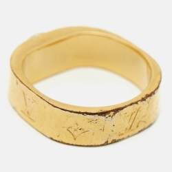 Pre Owned Louis Vuitton Nanogram Two Tone Ring Size 54