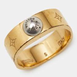 Pre Owned Louis Vuitton Nanogram Two Tone Ring Size 51