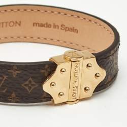 Pre Owned Louis Vuitton Nano Monogram Canvas Gold Tone Spirit Bracelet 