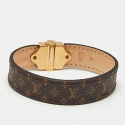 Pre Owned Louis Vuitton Nano Monogram Canvas Gold Tone Spirit Bracelet 