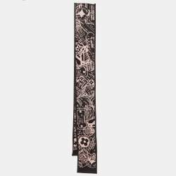 Pre Owned Louis Vuitton Black/Pink Boarding Silk Bandeau Scarf