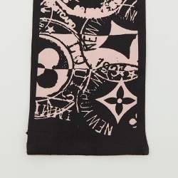 Pre Owned Louis Vuitton Black/Pink Boarding Silk Bandeau Scarf