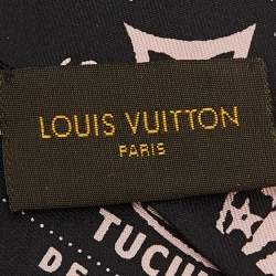 Pre Owned Louis Vuitton Black/Pink Boarding Silk Bandeau Scarf