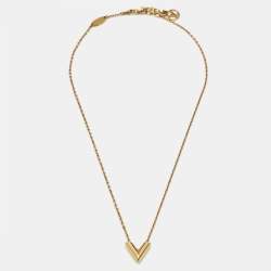 Pre Owned Louis Vuitton Essential V Gold Tone Necklace