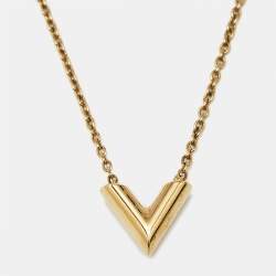 Pre Owned Louis Vuitton Essential V Gold Tone Necklace