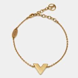 Pre Owned Louis Vuitton Essential V Gold Tone Bracelet