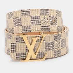 Pre Owned Louis Vuitton Damier Azur Canvas Initials Belt 80CM