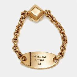 Pre Owned Louis Vuitton Lady LV Crystals Gold Tone Single Ring Size 52