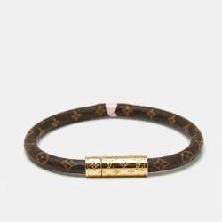 Pre Owned Louis Vuitton Daily Confidential Monogram Canvas Two Tone Metal Bracelet