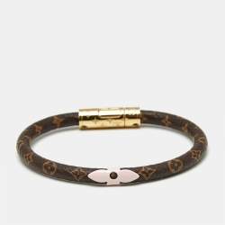 Pre Owned Louis Vuitton Daily Confidential Monogram Canvas Two Tone Metal Bracelet