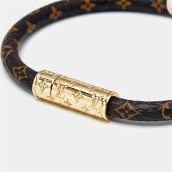 Pre Owned Louis Vuitton Daily Confidential Monogram Canvas Two Tone Metal Bracelet