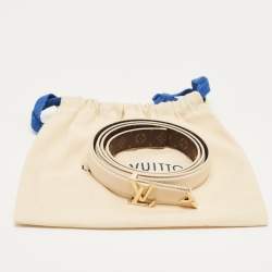 Pre Owned Louis Vuitton Cream Leather and Monogram Canvas Pretty LV Reversible Belt 85 CM