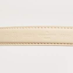 Pre Owned Louis Vuitton Cream Leather and Monogram Canvas Pretty LV Reversible Belt 85 CM