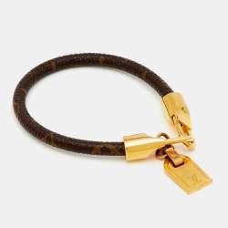 Pre Owned Louis Vuitton Monogram Luck It Brown Canvas Gold Tone Charm Bracelet