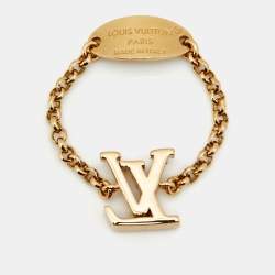 Pre Owned Louis Vuitton Lady LV Crystals Gold Tone Ring Size 56