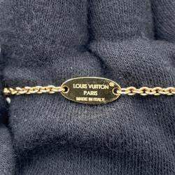 Pre Owned Louis Vuitton Louisette Signature Necklace Gold Plated Rhinestone