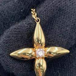 Pre Owned Louis Vuitton Louisette Signature Necklace Gold Plated Rhinestone