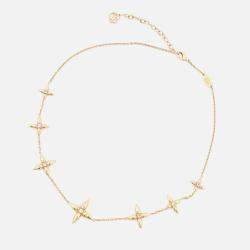 Pre Owned Louis Vuitton Louisette Signature Necklace Gold Plated Rhinestone