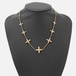 Pre Owned Louis Vuitton Louisette Signature Necklace Gold Plated Rhinestone