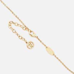 Pre Owned Louis Vuitton Louisette Signature Necklace Gold Plated Rhinestone