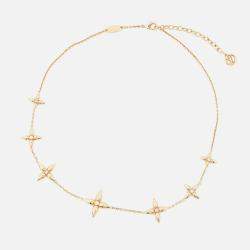 Pre Owned Louis Vuitton Louisette Signature Necklace Gold Plated Rhinestone