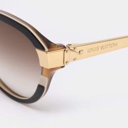 Pre Owned Louis Vuitton Gold Tone/ Brown Gradient Z0487W Petit Soupcon Cat Eye Sunglasses