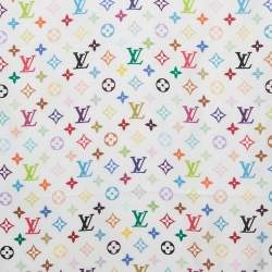 Pre Owned Louis Vuitton x Takashi Murakami White Monogram Silk Scarf 