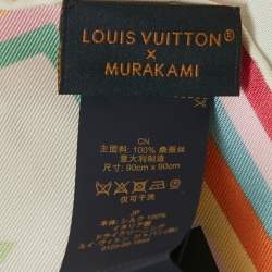 Pre Owned Louis Vuitton x Takashi Murakami White Monogram Silk Scarf 