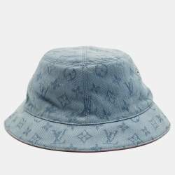 Pre Owned Louis Vuitton Blue/Pink Monogram Cotton Bucket Hat Size 58