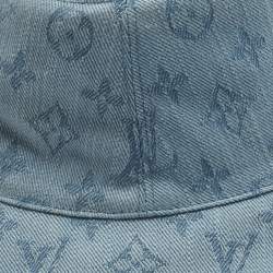 Pre Owned Louis Vuitton Blue/Pink Monogram Cotton Bucket Hat Size 58