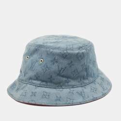 Pre Owned Louis Vuitton Blue/Pink Monogram Cotton Bucket Hat Size 58