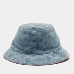 Pre Owned Louis Vuitton Blue/Pink Monogram Cotton Bucket Hat Size 58