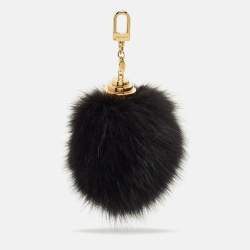 Pre Owned Louis Vuitton Black Mink Fur Fuzzy Bubble Bag Charm