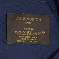 Pre Owned Louis Vuitton Night Blue Monogram Silk Shawl
