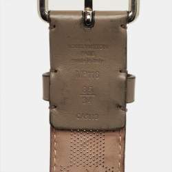 Pre Owned Louis Vuitton Beige Damier Perforated Leather Buckle Belt 85CM