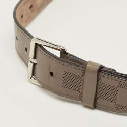 Pre Owned Louis Vuitton Beige Damier Perforated Leather Buckle Belt 85CM
