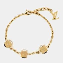 Pre Owned Louis Vuitton Gamble Crystal Gold Tone Bracelet