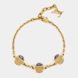 Pre Owned Louis Vuitton Gamble Crystal Gold Tone Bracelet