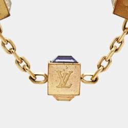 Pre Owned Louis Vuitton Gamble Crystal Gold Tone Bracelet