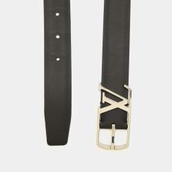 مملوكة مسبقًا حزام لوي فيتون إل ڤي سكايلين 90 سم مشبك جلد أسود