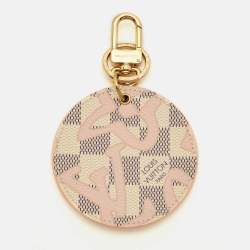 مملوكة مسبقًا Louis Vuitton Tahitiennes Round Key Holder Rose Ballerine Damier Azur Canvas