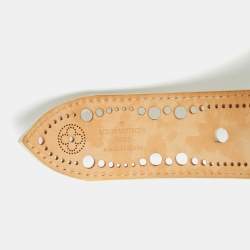 مملوكة مسبقًا حزام لويس فيتون فينيكس 90 سم جلد ماهينا أحادي اللون ثقوب كريمي