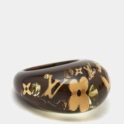 Pre Owned خاتم لوي فيتون إنكلوجنز راتنج كريستال ذهبي اللون مقاس 53