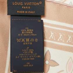 Pre Owned Louis Vuitton White/Beige Monogram Petal Square Silk Scarf