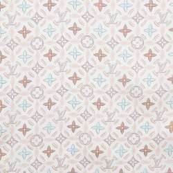 Pre Owned Louis Vuitton White/Beige Monogram Petal Square Silk Scarf