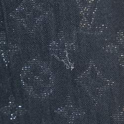 مملوكة مسبقًا Louis Vuitton Navy Blue/Silver Lurex Monogram Silk Scarf 