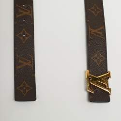 Pre Owned Louis Vuitton LV Initiales 80 CM Reversible Buckle Belt Monogram Canvas