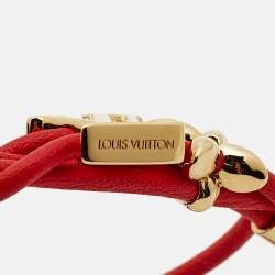 مملوكة مسبقًا Louis Vuitton LV Bloom Gold Tone Red Leather Bracelet