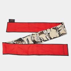 مملوكة مسبقًا Louis Vuitton Red Trunks Print Silk Bandeau