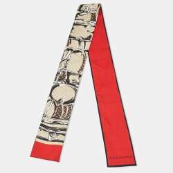 مملوكة مسبقًا Louis Vuitton Red Trunks Print Silk Bandeau